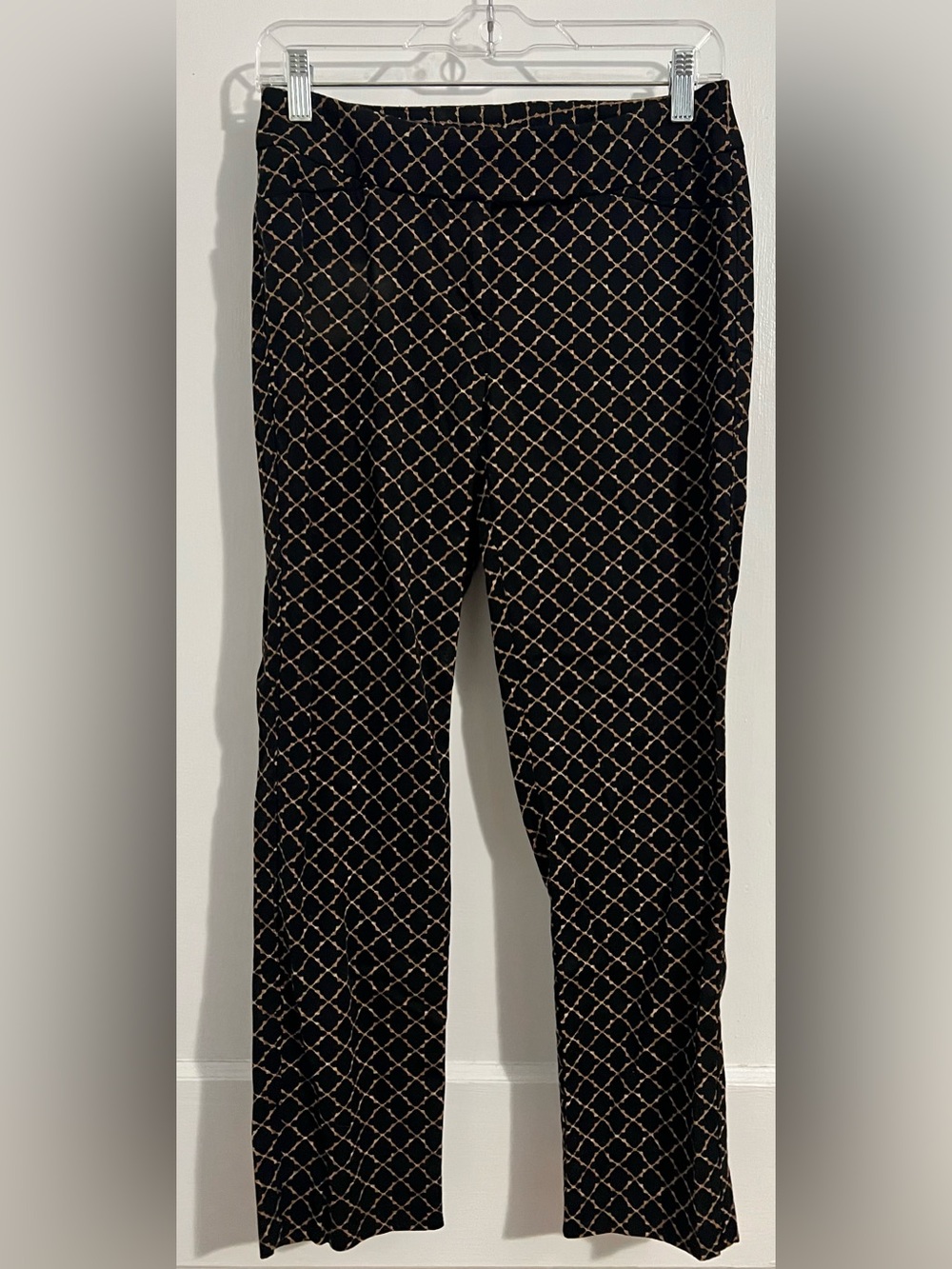WHBM Geometric Straight Leg Pants in Black & Gold